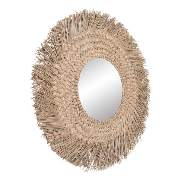 Miroir rond avec bord en jonc de mer Ø 70 cm