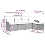 Ensemble de Canapé de Jardin 5 Pièces avec Oreillers Beige en Rotin Poly