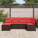 vidaXL Ensemble de Canapés avec coussin 6 Pièces Marron polyrotin