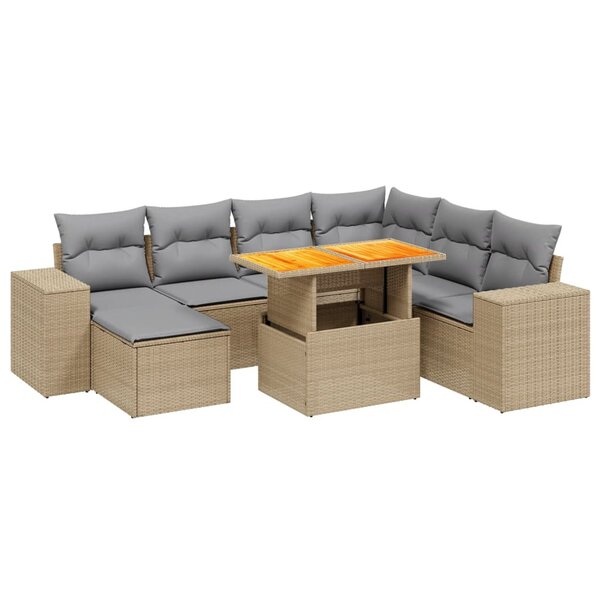 vidaXL Salon de jardin avec coussins 8 Pièces beige résine tressée