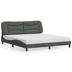 vidaXL Cadre de lit avec lumières LED gris foncé 180x200 cm tissu