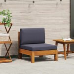 vidaXL Canapé central avec coussins gris foncé Bois d'acacia solide