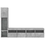 vidaXL Unités murales TV avec LED 4 Pièces gris béton bois d'ingénierie