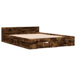 vidaXL Cadre de lit et tiroirs chêne fumé 120x190 cm bois d'ingénierie