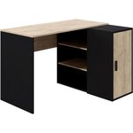 Bureau Indus - chêne et noir - 1 Porte + 3 étageres - de rangement - 120 x 90 x 76 cm