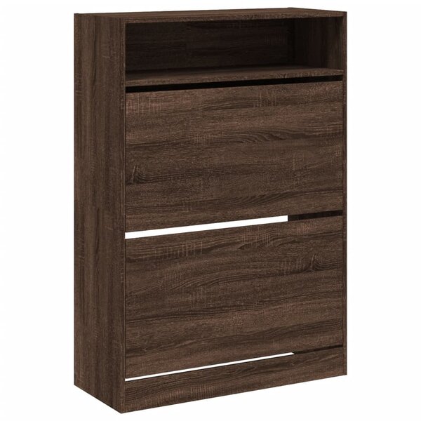 vidaXL Armoire à chaussures 2 tiroirs rabattables chêne marron
