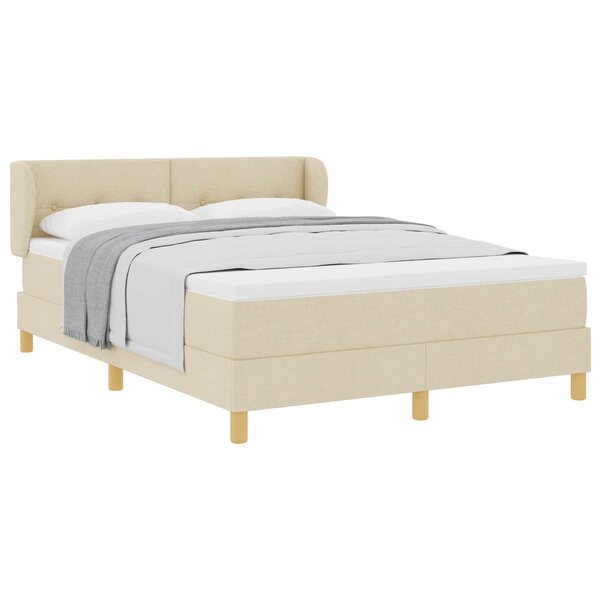 vidaXL Lit à ressorts avec matelas Crème 140 x 200 cm tissu