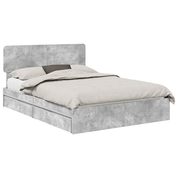 vidaXL Lit de Rangement Gris béton 150 x 200 cm Bois d'ingénierie