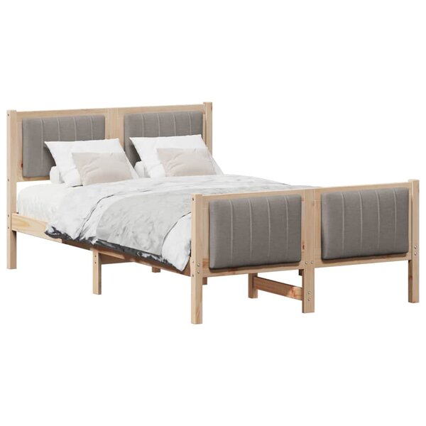vidaXL Cadre de lit Marron et taupe 120 x 190 cm Bois massif en pin