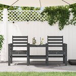 vidaXL Banc de jardin avec table 2 places gris bois massif de pin