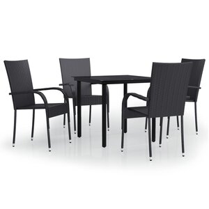 vidaXL Ensemble à manger de jardin 5 Pièces Noir