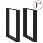 vidaXL Pieds de table à manger en U 2 pièces Noir 60 x (72-73) cm Acier