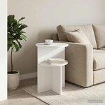 vidaXL Table d'appoint Blanc brillant Ø 39 5 x 55 cm Bois d'ingénierie