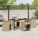 vidaXL Ensemble de salle à manger pour jardin 5 Pièces Beige polyrotin