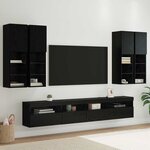 vidaXL Ensemble de meuble TV mural avec éclairage LED 7 Pièces Chêne noir