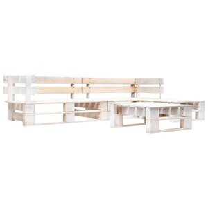 Salon de jardin meuble d'extérieur ensemble de mobilier palette 4 pièces bois blanc 02_0018376