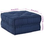vidaXL Pouffe Indigo Tissu (100  coton) 70 x 70 x 36 cm Pouffe Indigo