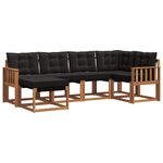 vidaXL Ensemble de canapés d'extérieur 6 pc Naturel et Noir