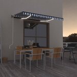 vidaXL Auvent automatique capteur de vent/LED 350x250 cm Bleu et blanc