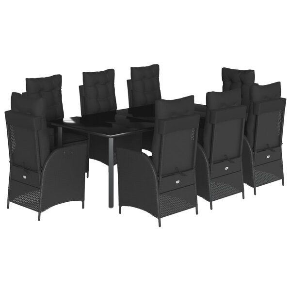 vidaXL Ensemble à manger de jardin 9Pièces coussins noir résine tressée