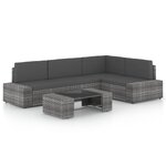 vidaXL Salon de jardin 5 Pièces avec coussins Gris Résine tressée