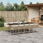 vidaXL Ensemble à manger de jardin et coussins 11 Pièces beige poly rotin