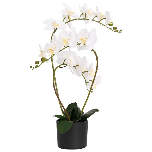 vidaXL Plante orchidée artificielle avec pot Blanc 45 x 15 x 65 cm