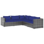 vidaXL Salon de jardin 5 Pièces avec coussins résine tressée gris