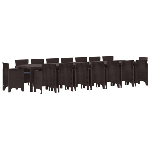 vidaXL Ensemble Salle à Manger Jardin avec Coussins 17 Pièces Marron