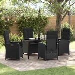vidaXL Ensemble de salle à manger pour jardin 5 Pièces Noir polyrotin