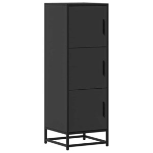 vidaXL Buffet haut noir 35 5x35x106 5 cm bois d'ingénierie et métal