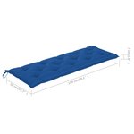 vidaXL Banc de jardin avec coussin bleu 150 cm Bois de teck massif