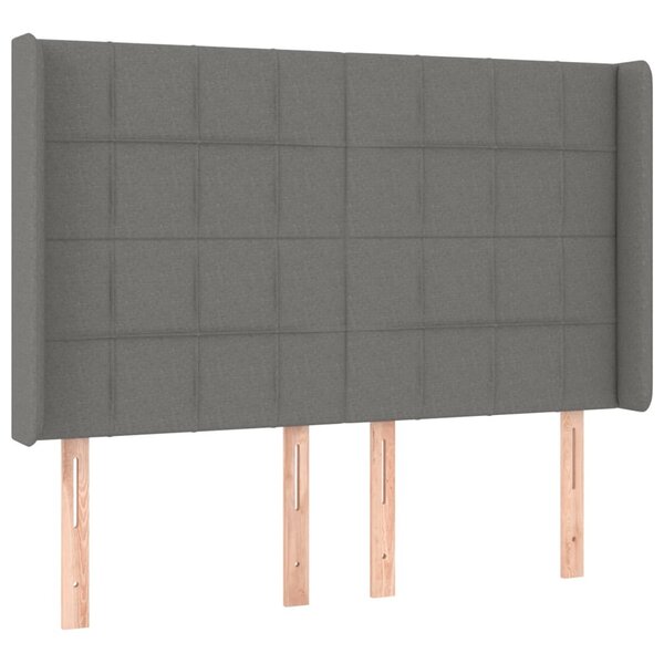 vidaXL Tête de lit avec oreilles Gris foncé 147x16x118/128 cm Tissu