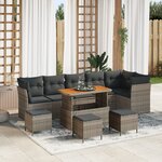 Ensemble de Canapés de Jardin de 10 Pièces avec Coussins en Gris Poly Rotin Acacia