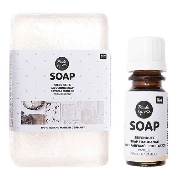Savon à mouler transparent 100  vegan 250 g + Huile parfumée vanille