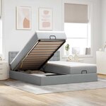 VidaXL Cadre de lit ottoman et matelas gris clair 160x200cm tissu