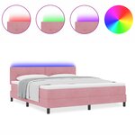vidaXL Lit à ressorts avec matelas & LED rose 180x200 cm en velours