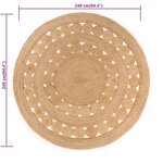 vidaXL Tapis Design tressé Jute 240 cm Rond