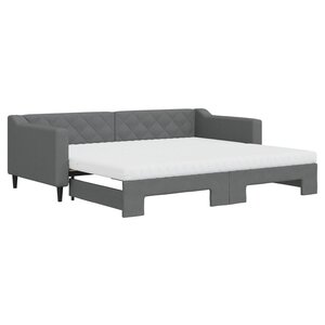 vidaXL Lit de jour avec gigogne et matelas gris foncé 90x200 cm tissu