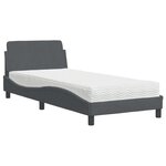 vidaXL Lit avec matelas Dover gris foncé 90x190 cm velours