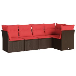 vidaXL Salon de jardin avec coussins 5 Pièces marron résine tressée