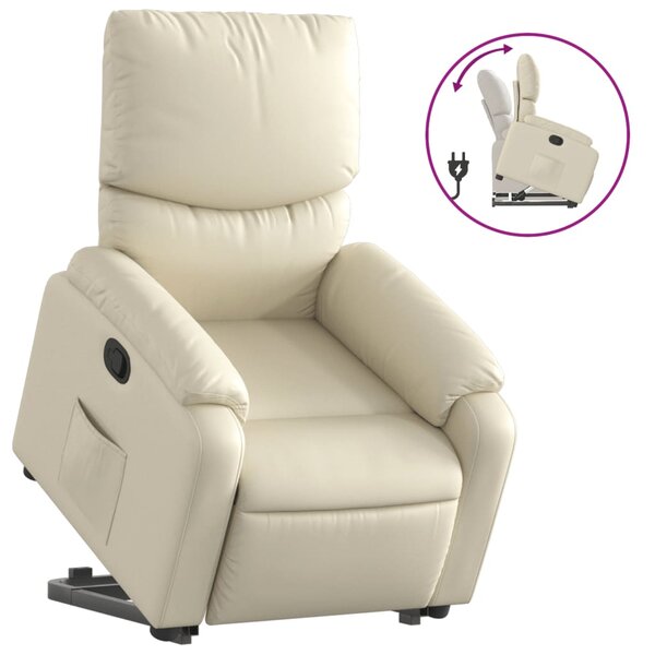 vidaXL Fauteuil inclinable Crème Similicuir