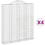 vidaXL Paniers à gabions arqués 4 Pièces 200x30x220/240 cm fer galvanisé