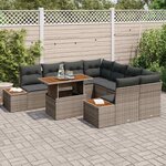 vidaXL Ensemble de canapé de jardin 9 Pièces Gris Poly rotin