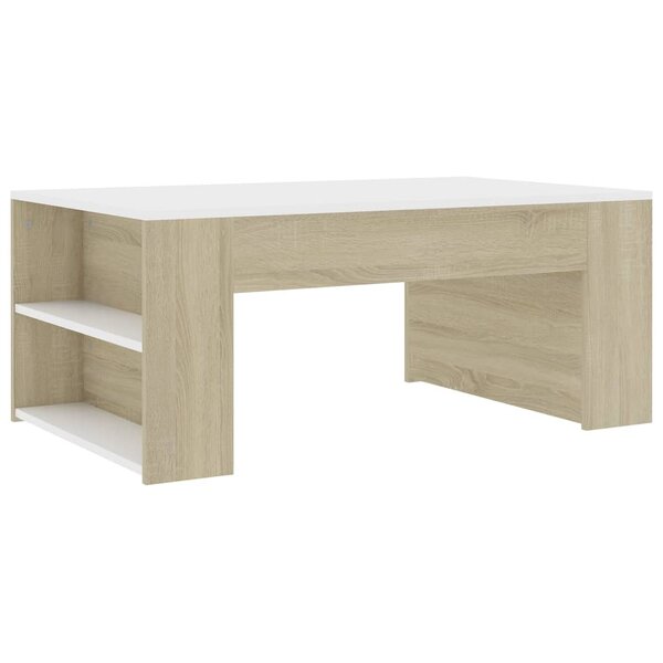 vidaXL Table basse Blanc et chêne sonoma 100x60x42 cm Aggloméré