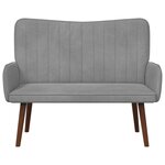 vidaXL Sofa 2 places Gris clair 115 x 61 x 87 cm Velours