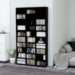 vidaXL Armoire à CD Noir 102x16x177 5 cm Bois d'ingénierie