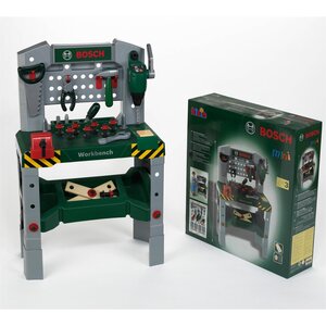 Theo Klein 8637 - Jeu d'imitation - Etabli Sonore avec Perceuse à Colonne et Accessoires - Bosch hauteur adjustable