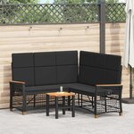 vidaXL Ensemble de canapés inclinables de jardin Noir polyrotin
