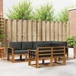 vidaXL Ensemble de canapés d'extérieur 7 Pièces Naturel et Anthracite